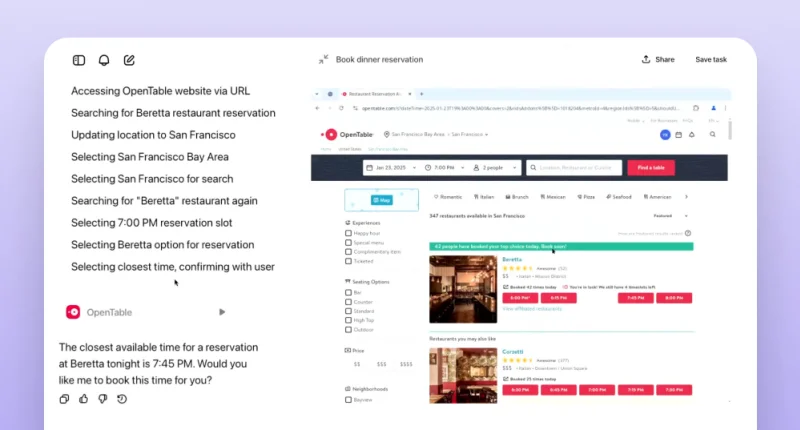 Operator search restaurant
