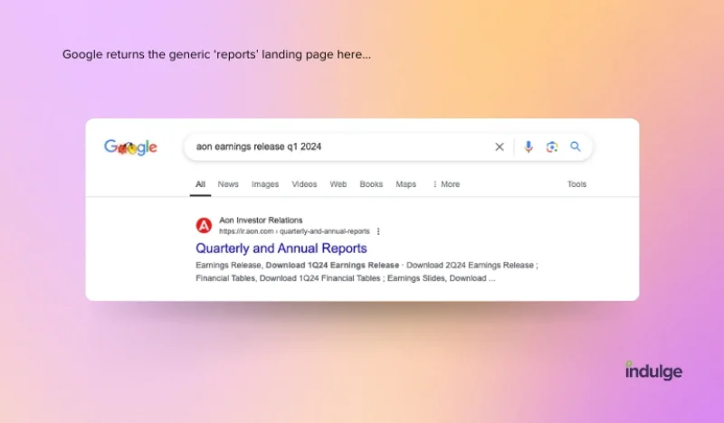 Google returns the generic reports page for AON here