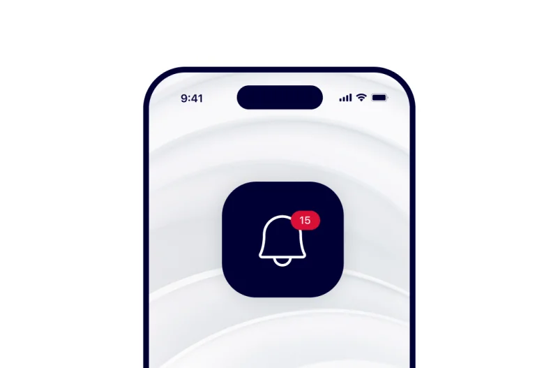 Image showing in-app notifications for a private wealth banking app
