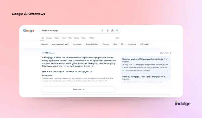 Google AI Overviews example
