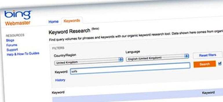 Bing keyword sale research