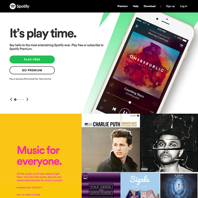 Spotify website screenshot