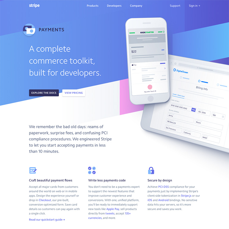 Stripe website screenshot