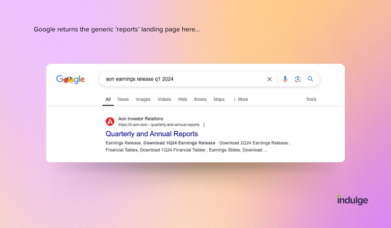 Google returns the generic reports page for AON here