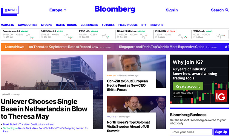 Bloomberg brutalist website design