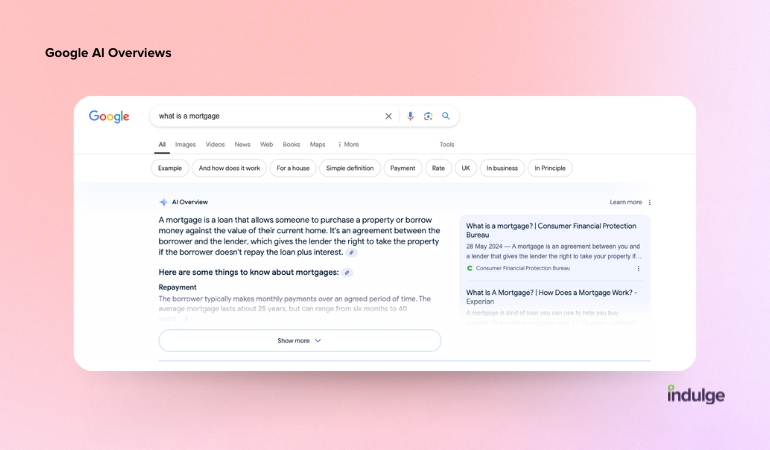 Google AI Overviews example