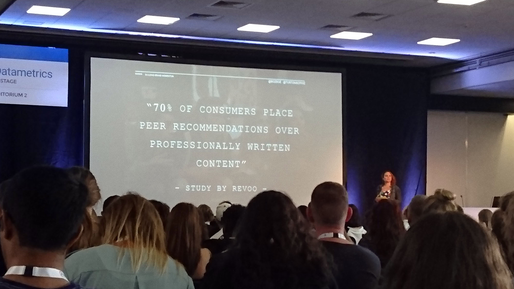 Revoo Statistics BrightonSEO slide shown on stage at BrightonSEO