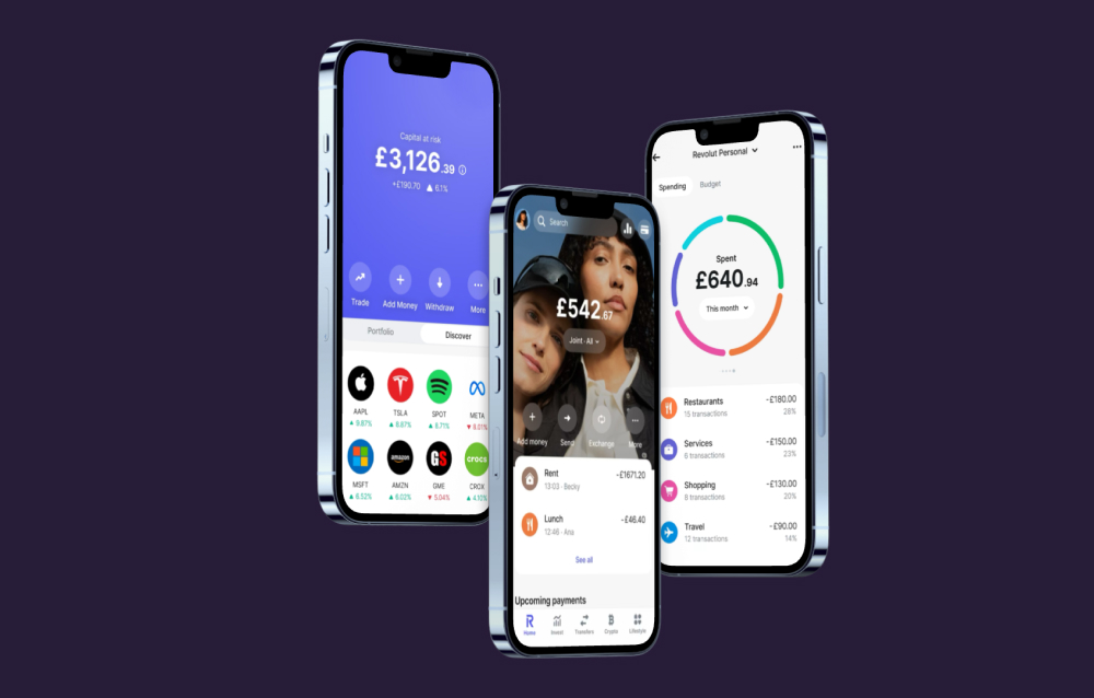 Revolut personal banking app screenshots