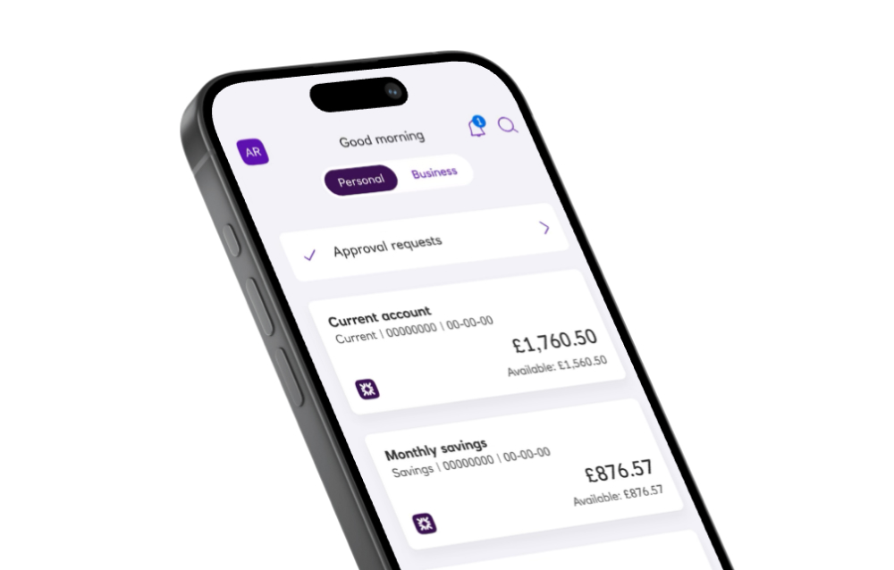 RBS banking app dashboard notifications