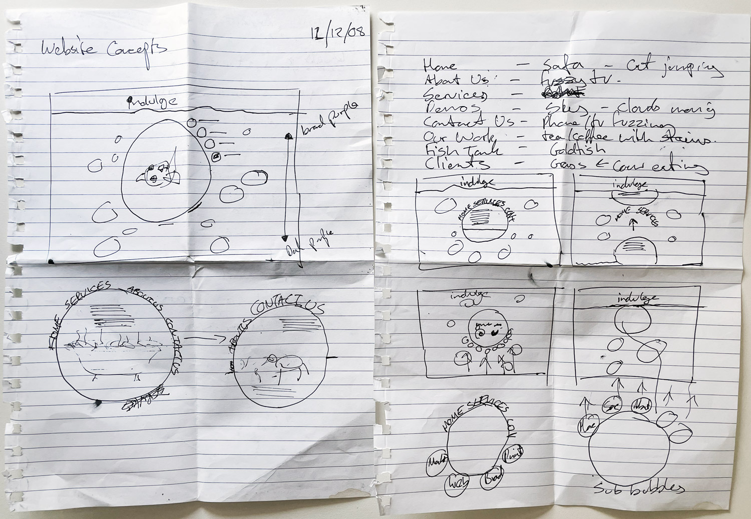 Original website concept sketches