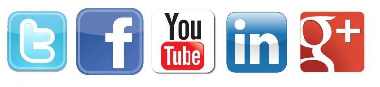 Twitter, Facebook, YouTube, LinkedIn and Google+ logos