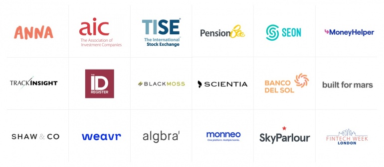 Logos of guests on the Financial Marketeer Podcast