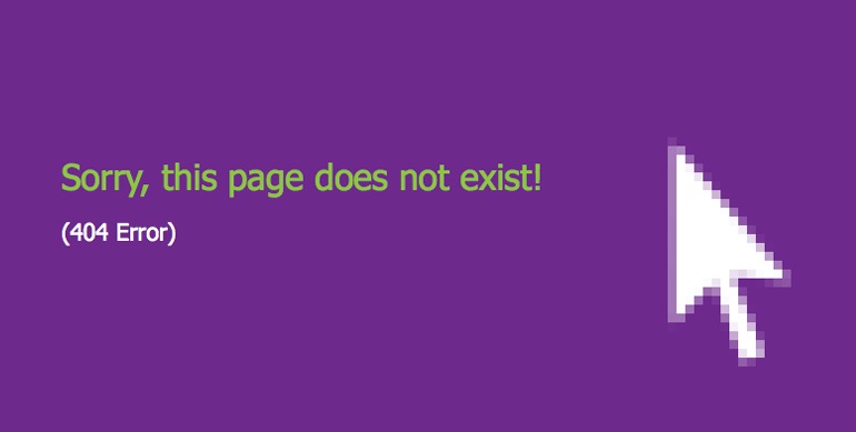 Text that says 'Sorry, this page does not exist! (404 error)'