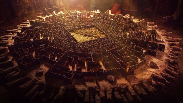 Sky view of the maze from the film The Maze Runner