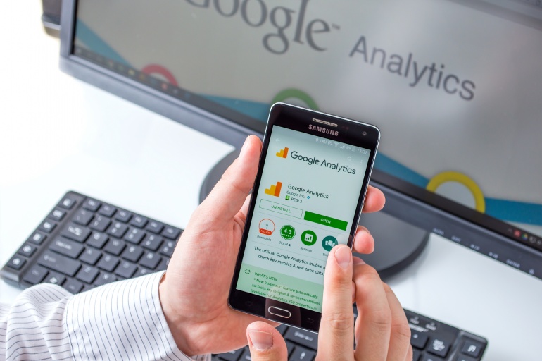 Google Analytics being used on a mobile phone