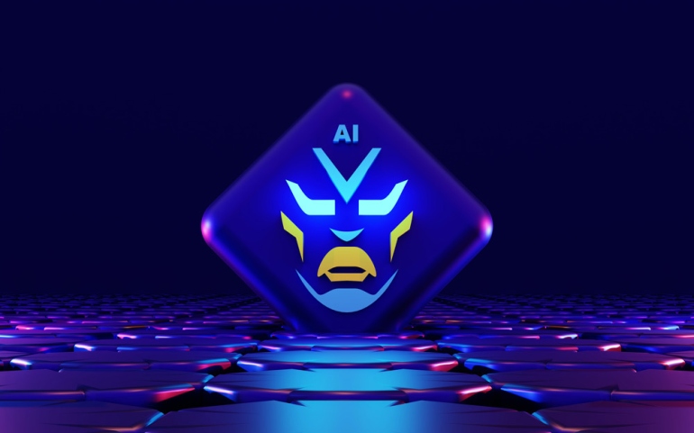 Digital face representing AI