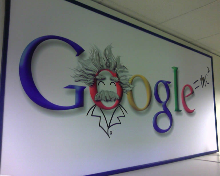 Google logo with Einstein character