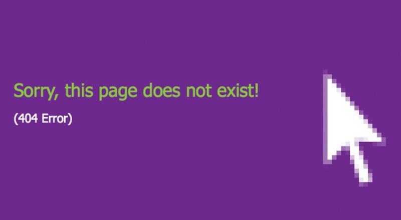 Text that says 'Sorry, this page does not exist! (404 error)'