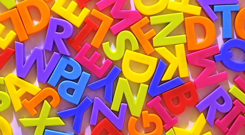 Random mixture of colourful letters