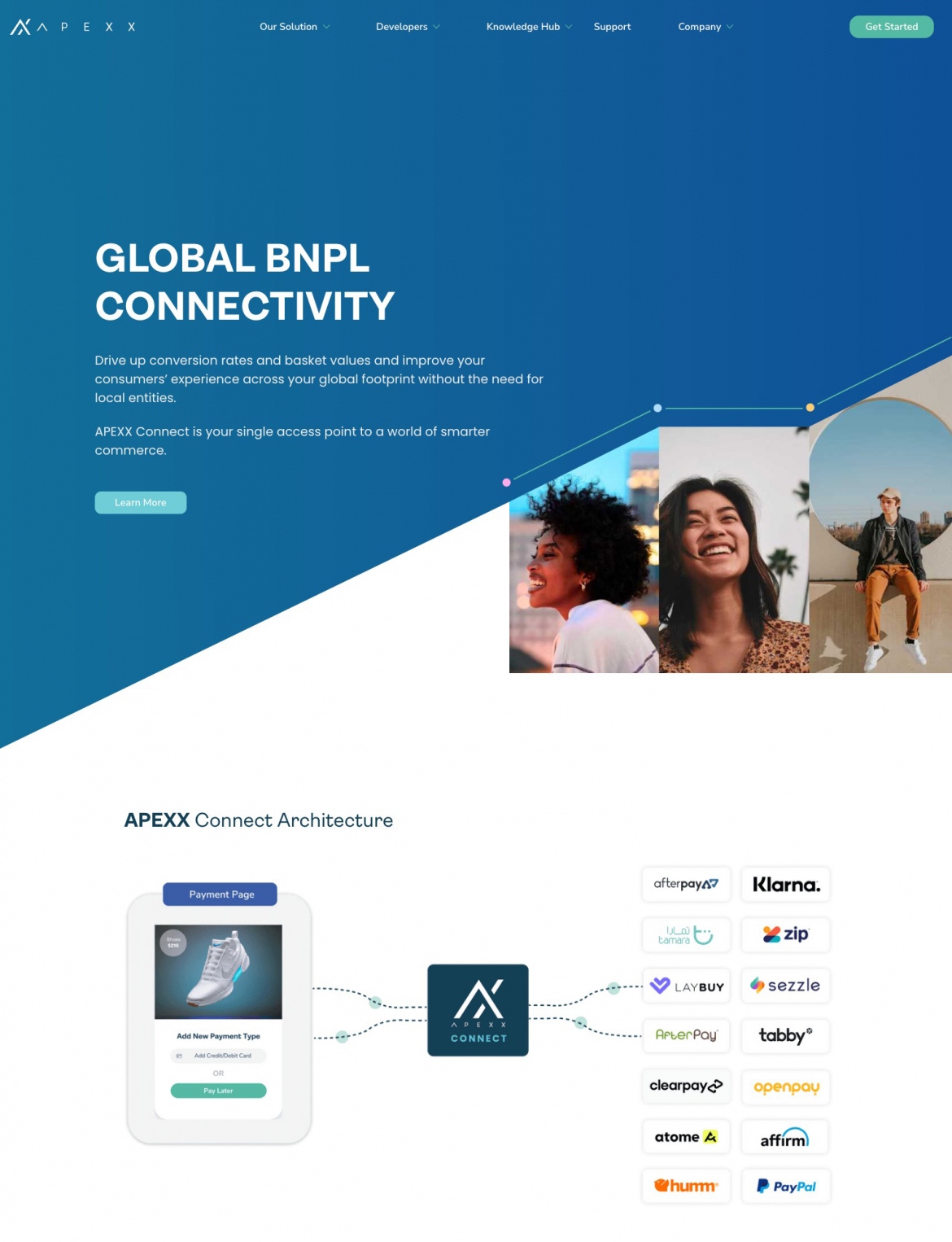APEXX Global website screenshot of APEXX Connect page