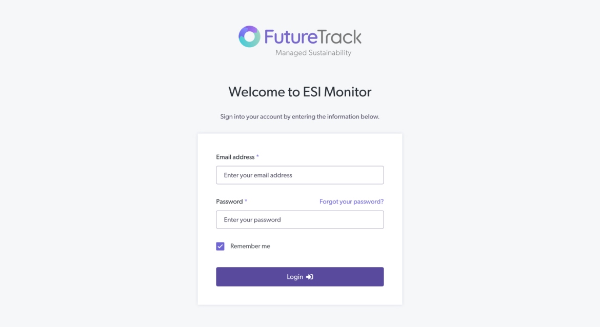 FutureTrack app login screenshot