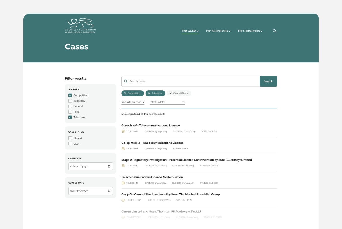 GCRA cases screenshot desktop