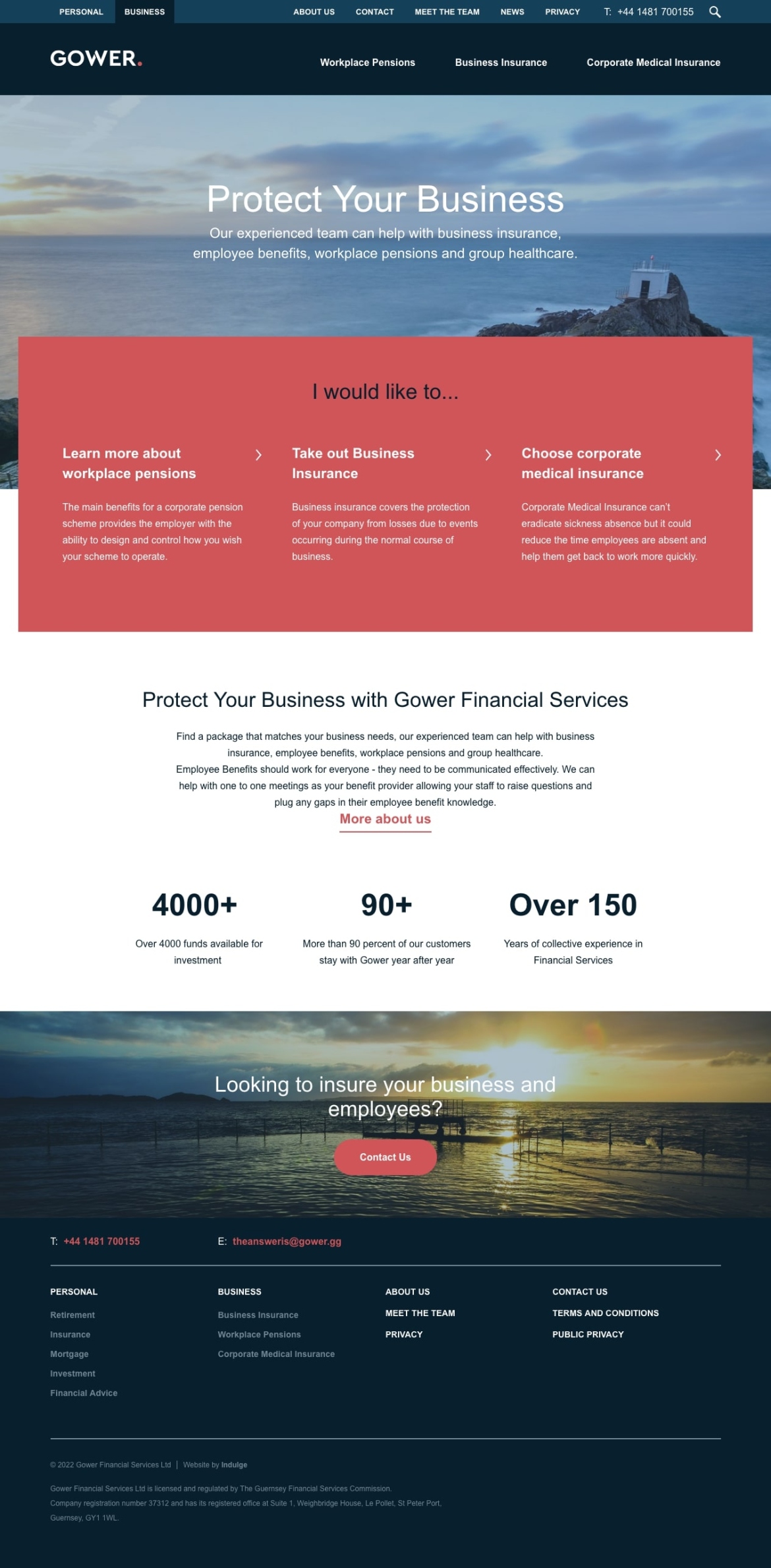 Gower Financial Services website screenshot of business section