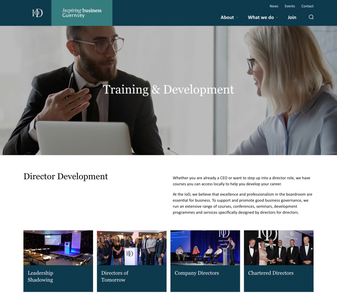 IoD Guernsey website training & development section