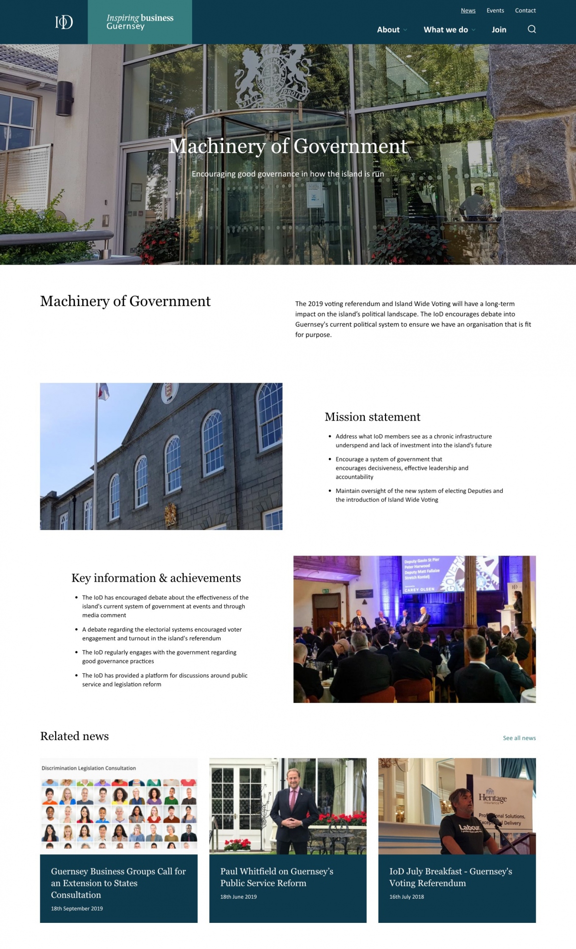 IoD Guernsey website machinery of government page
