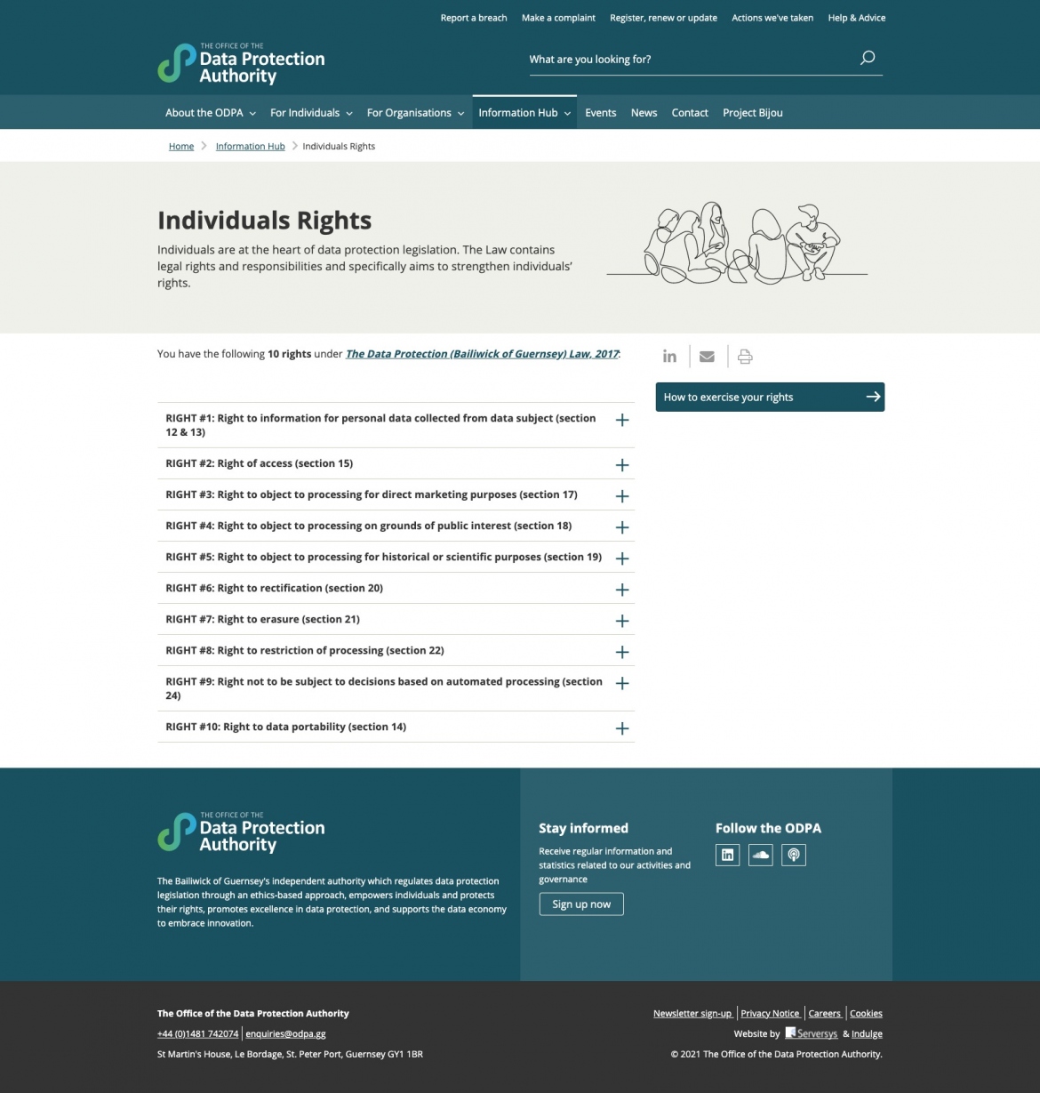 ODPA website screenshot of the individual rights page