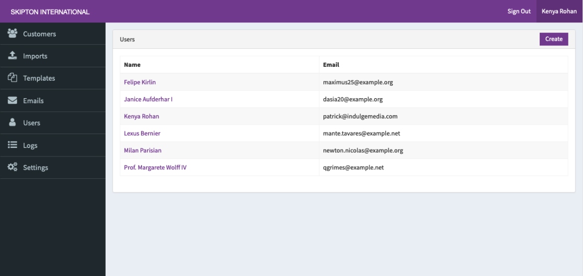 Skipton International Mortgage Maturity Management app screenshot of users page