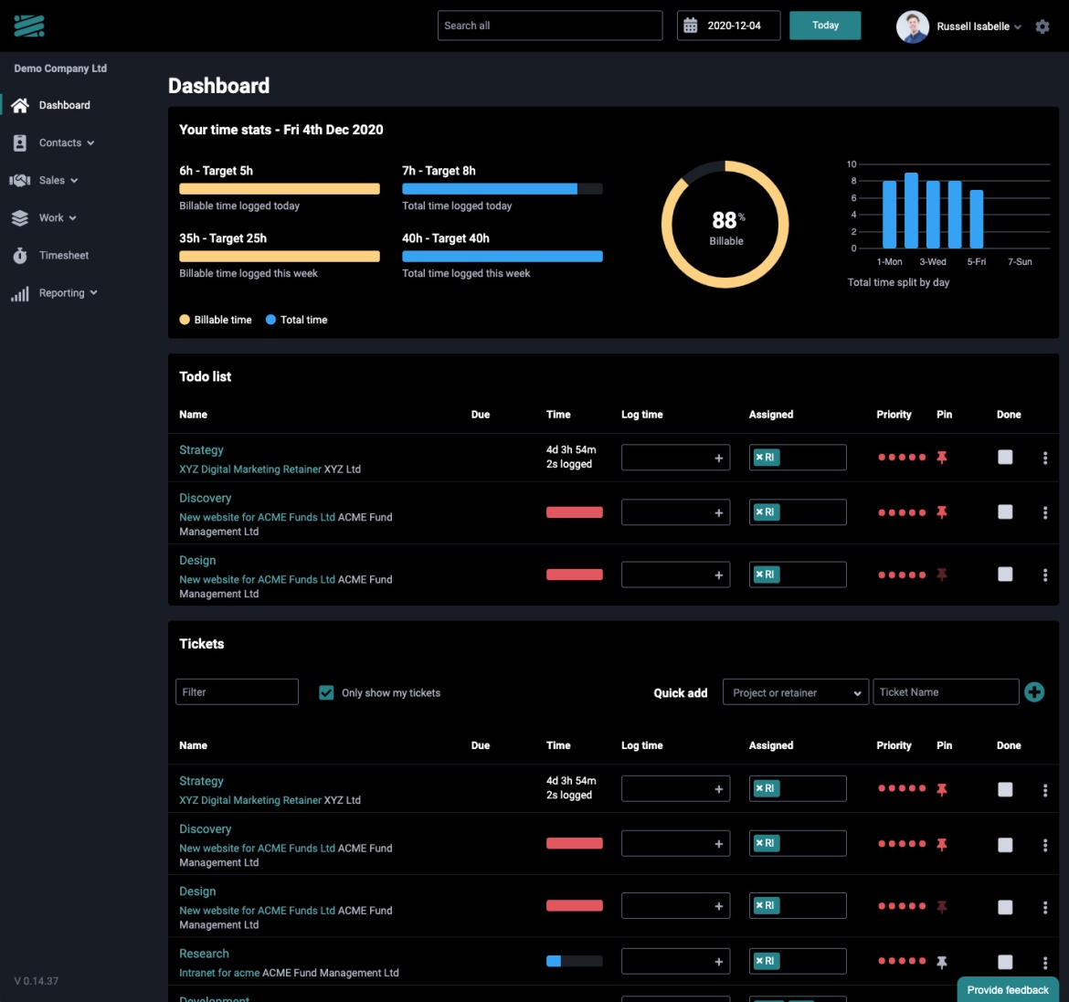 Springg app dashboard screenshot in dark mode