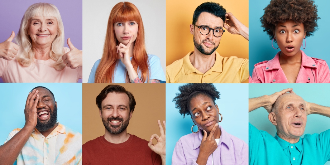 Grid of people with different expressions