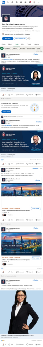 A screenshot of the Eric Sturdza Investments LinkedIn profile