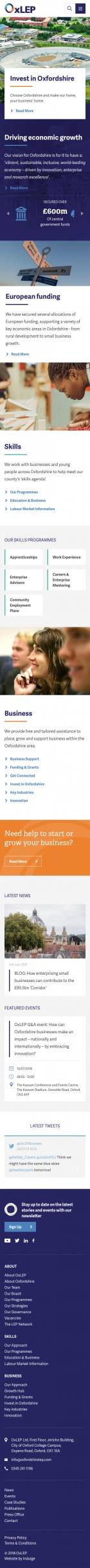 OxLEP website homepage screenshot on mobile device