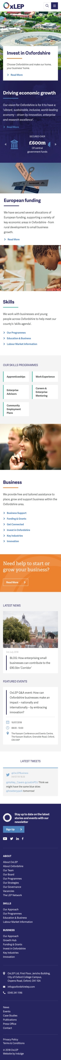 OxLEP website homepage screenshot on mobile device