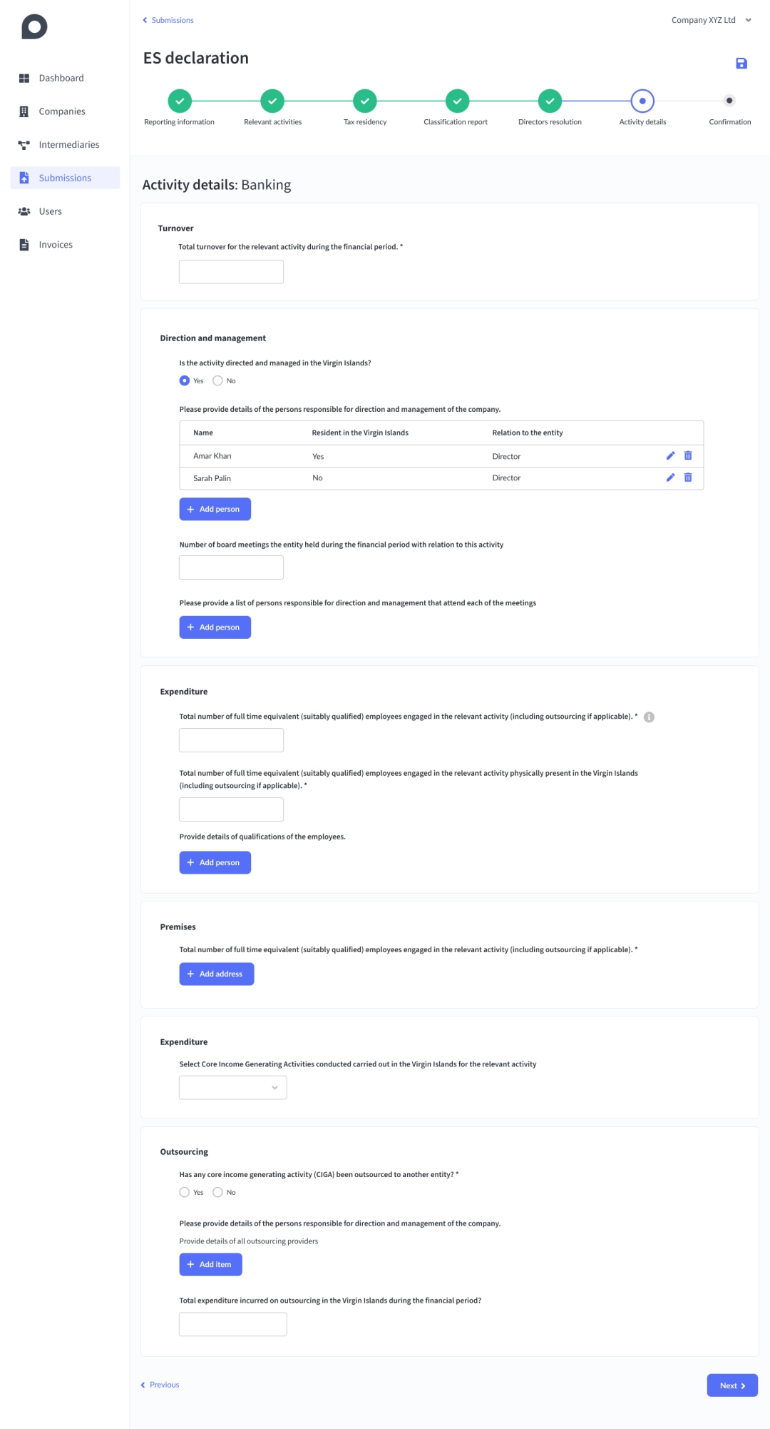 Economic substance automation app screenshot on desktop device