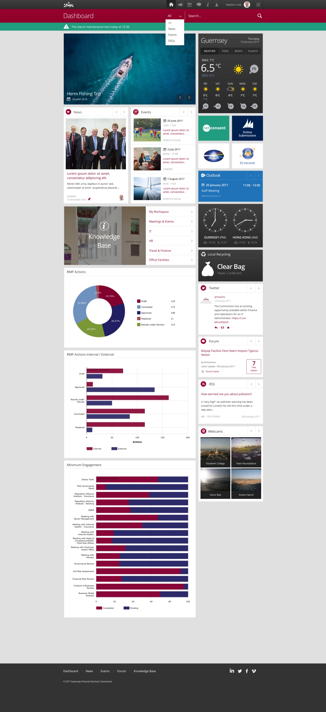 GFSC intranet dashboard screenshot
