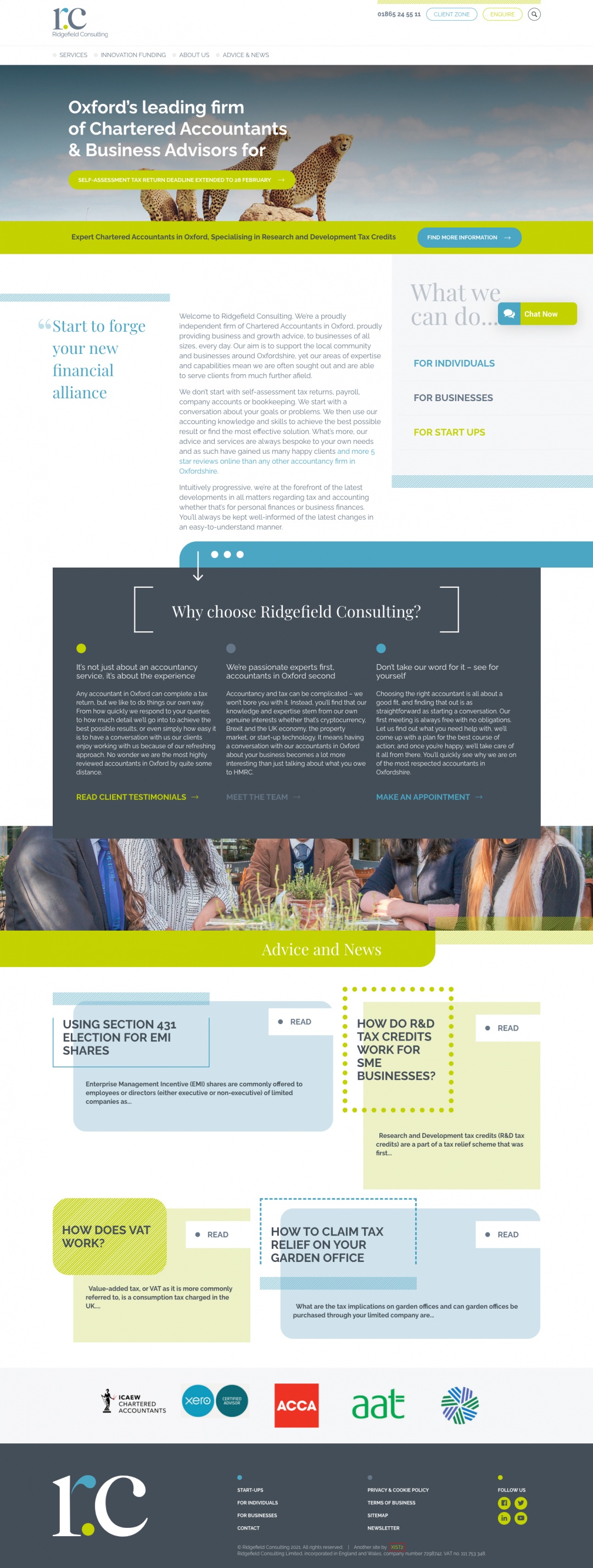 Ridgefield Consulting website homepage screenshot on desktop device