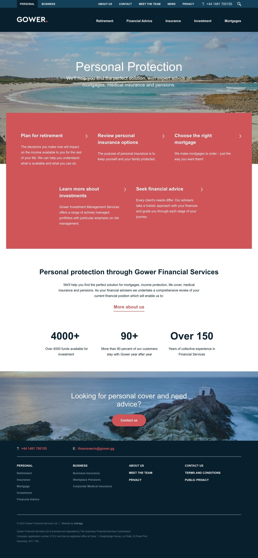 Gower Financial Services website homepage screenshot on desktop device